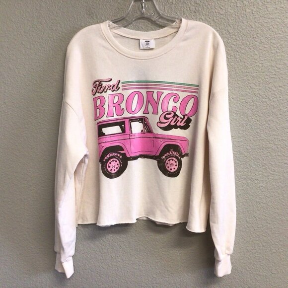 Grayson Threads Women's Large Ford Ivory Bronco Girl Graphic Sweatshirt - Picture 1 of 9